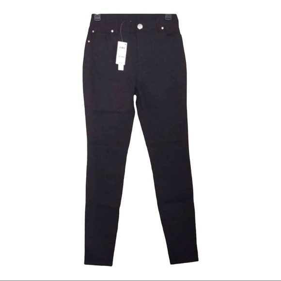 BAR III Skinny High Rise Jeans Pants Deep Black Zip Up 5 Pocket Stretch - Picture 10 of 12